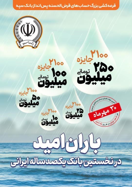 ۳۰ مهرماه؛ آخرین مهلت شرکت در جشنواره حسابهای قرضالحسنه پس انداز بانک سپه